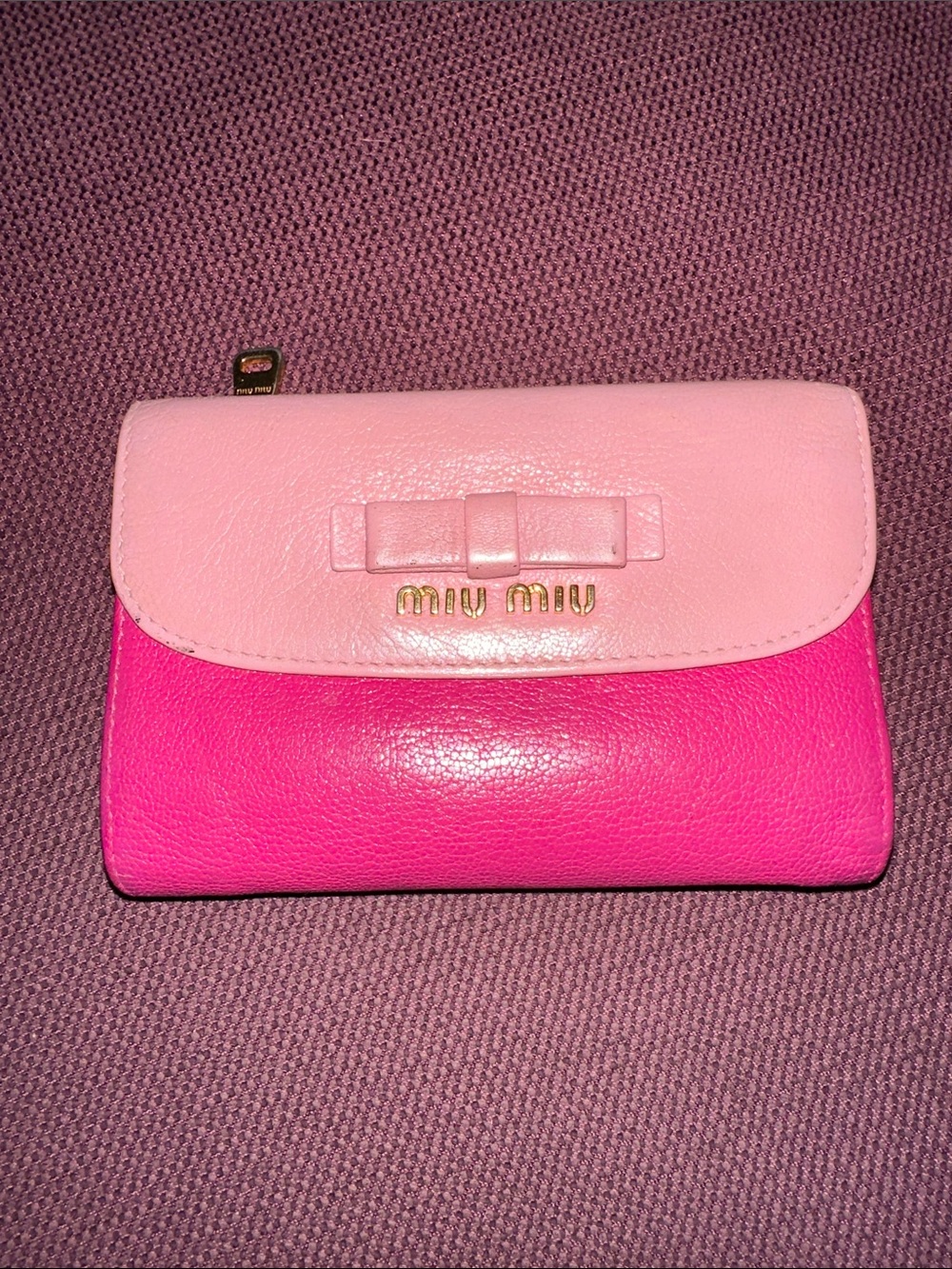 Miu Miu Pink Leather Two-Tone Medium Flap Wallet